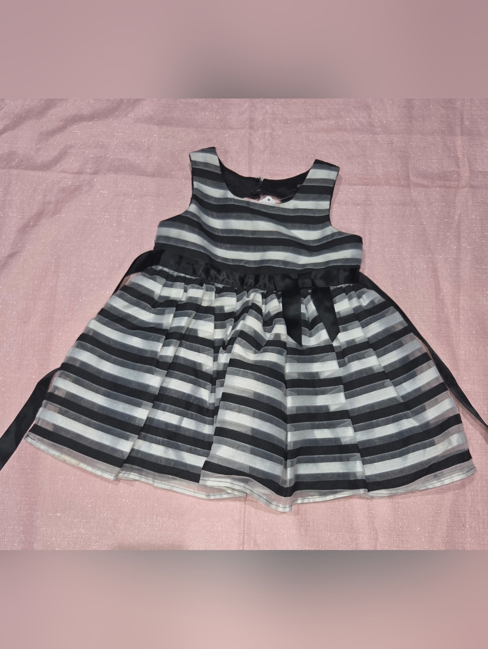 Zunie Black and White Striped Formal Party Dress for Girls